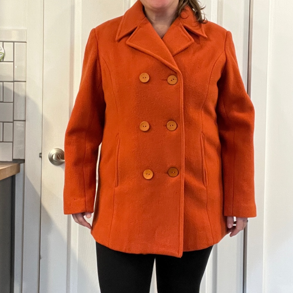 Centigrade 100% wool Peacoat in burnt orange